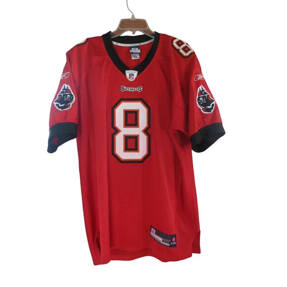 NFL TAMPA BAY BUCCANEERS Jersey Size 50 WFLA TV Station 8 Red Reebok Football - Picture 1 of 6